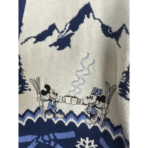Her Universe Disney Mickey & Minnie Mouse Skiing Patterned Cardigan Oversized LG - Picture 8 of 14